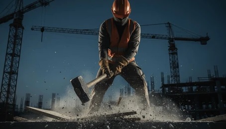 Engineer on site at dusk